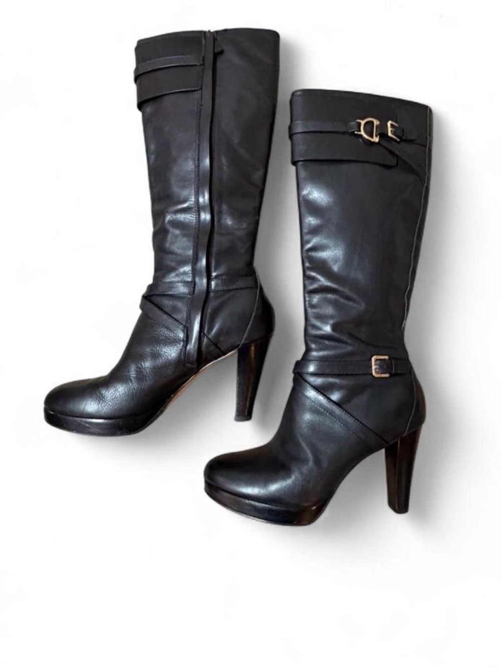 Cole Haan Nike Air Women's Black Leather High-Heel Knee Boots